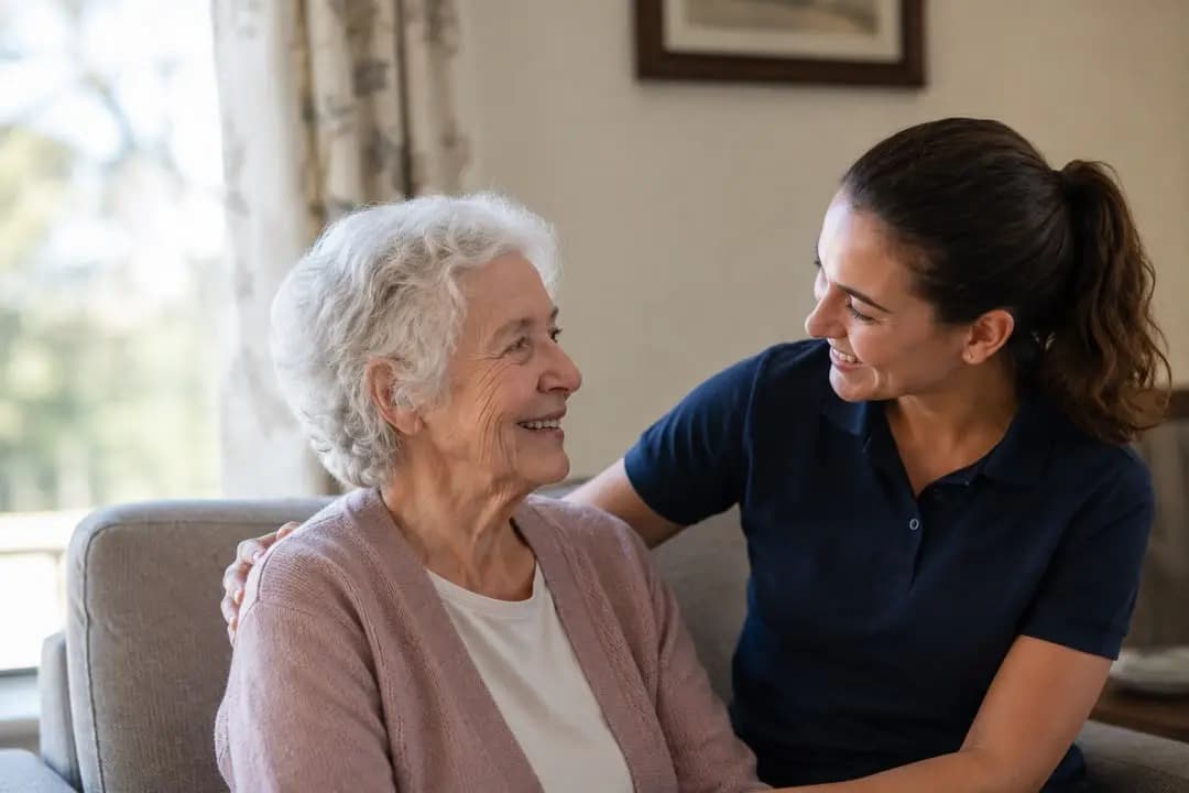 Support worker helping an adult live independently at home in London
