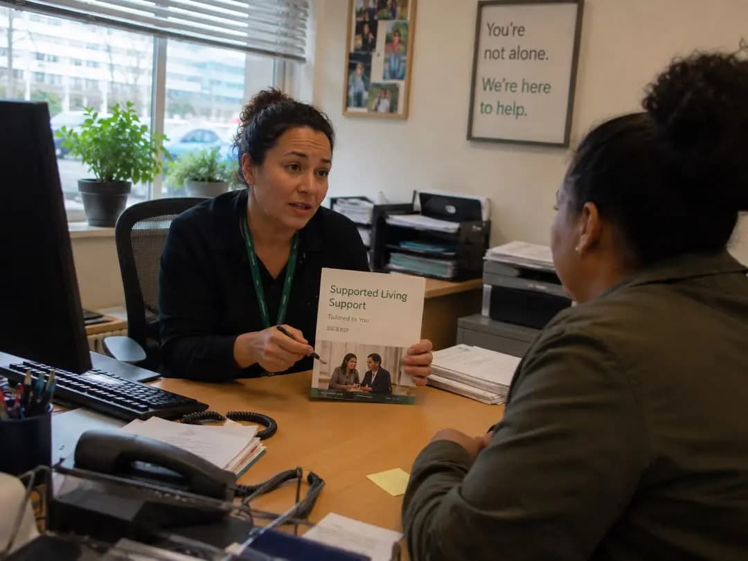 Daily living skills support helping adults manage home routines independently